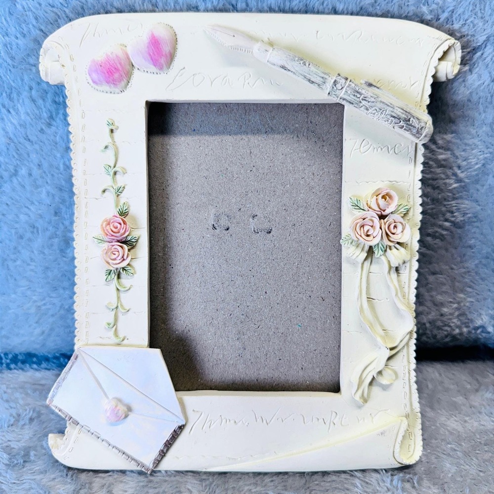 Photo‎ Frame Cottagecore Coquette Girl Floral Roses Envelope Pen Scroll 4x6